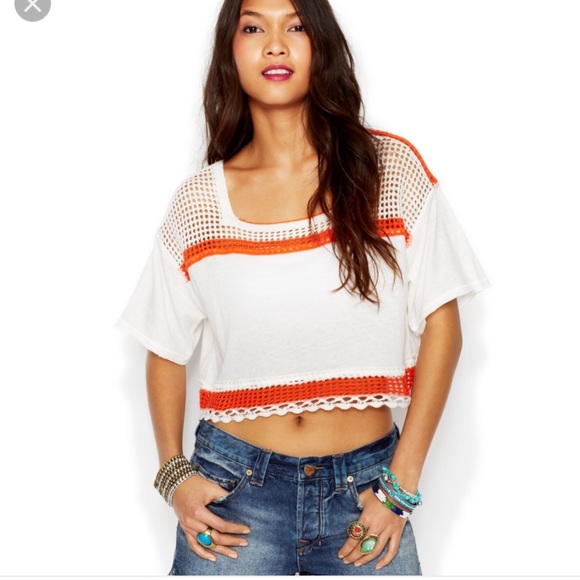 Free People Tops - Free People Crochet Short Sleeve Crop Top